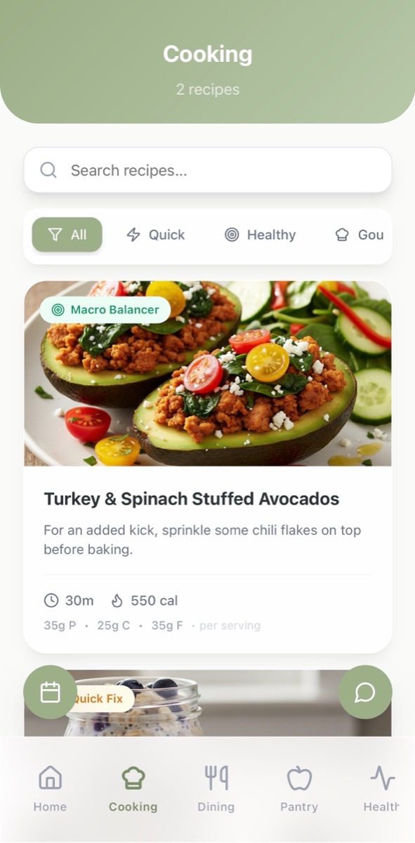 Eats AI cooking screen with AI recipes from your fridge